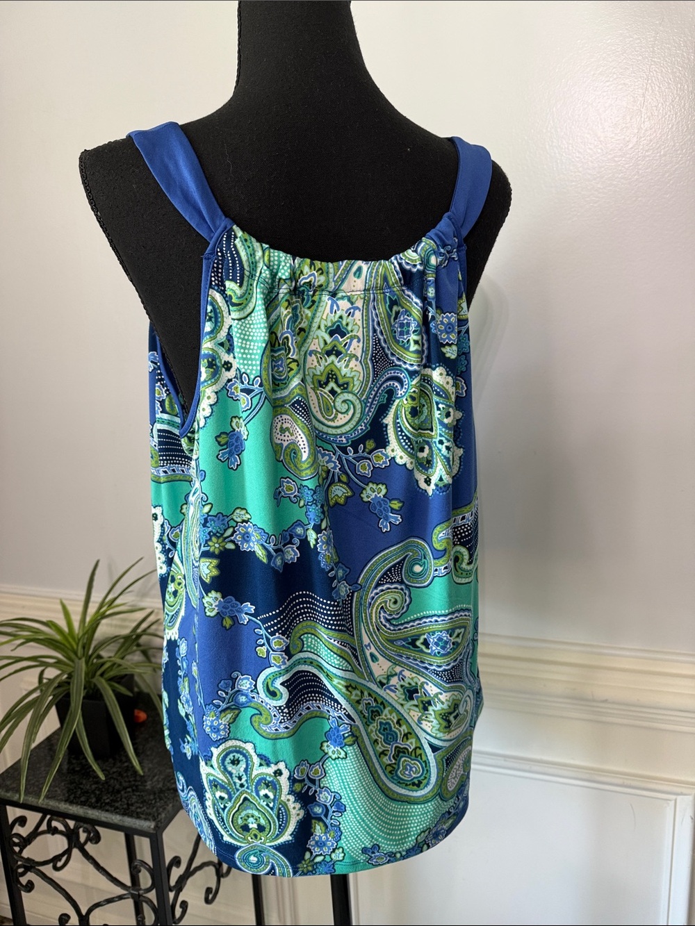 NWOT ND Intimates Blue Green Paisley 3 Piece Tank Top Pants Robe Set XL - Picture 3 of 6
